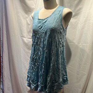 100% polyester, crushed fabric, lightweight, tank top baby blue nwt